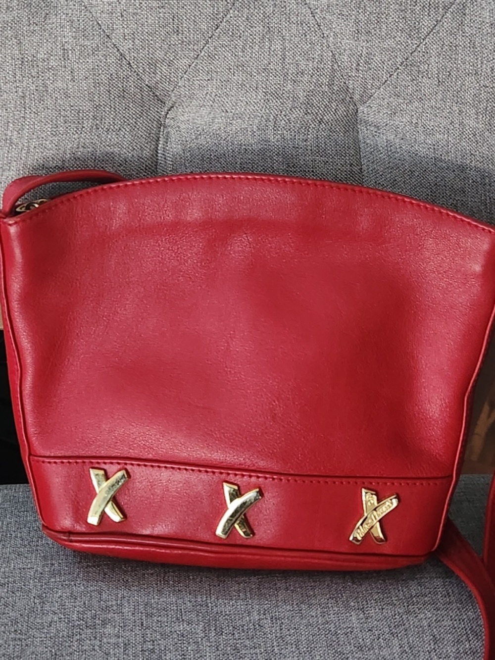 Vintage Paloma Picasso Red Leather Shoulder Handbag Crossbody Purse W/ Dust Bag